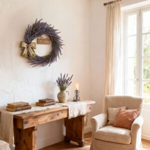 guirlanda lavande serenidade provençal para decoração de porta