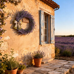 guirlanda lavande serenidade provençal para decoração de porta