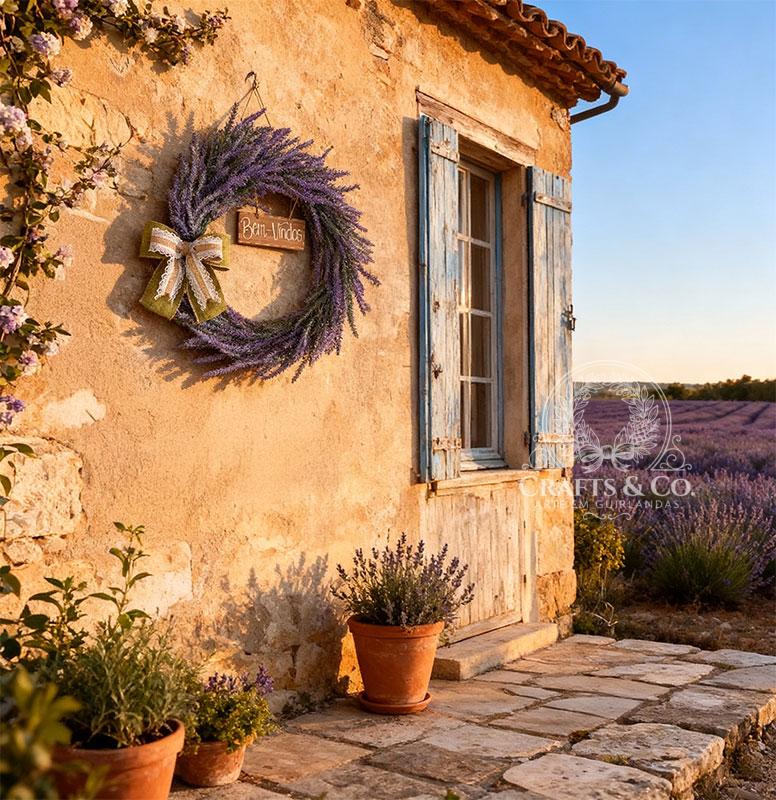 guirlanda lavande serenidade provençal para decoração de porta